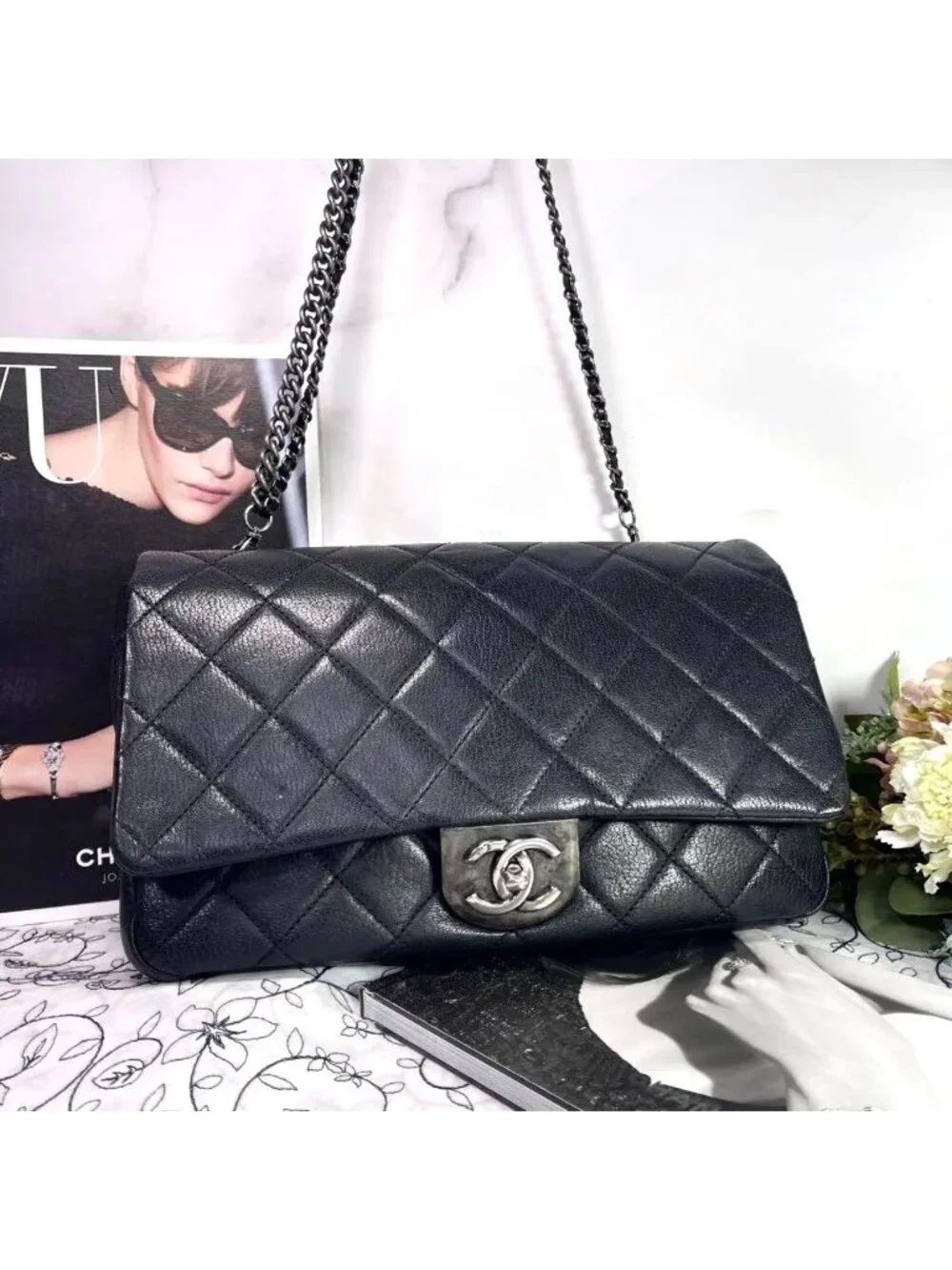 Chanel Metal CC Logo Quilted Chain Shoulder Bag